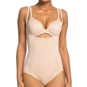 Spanx OnCore Open-Bust Panty Bodysuit Shapewear Tan Nude Size Large